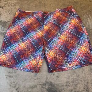 Hreski Abstract Plaid Pattern Golf Shorts Multi Color Athletic Mens 46